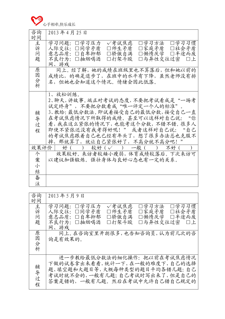 关于考试焦虑的个别辅导记录（李翠玲）_第3页