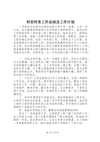 村官村务工作总结及工作计划