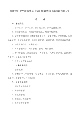 社区卫生服务中心岗位设置与岗位说明书