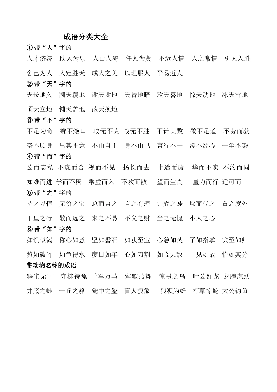 小学语文之成语分类_第1页