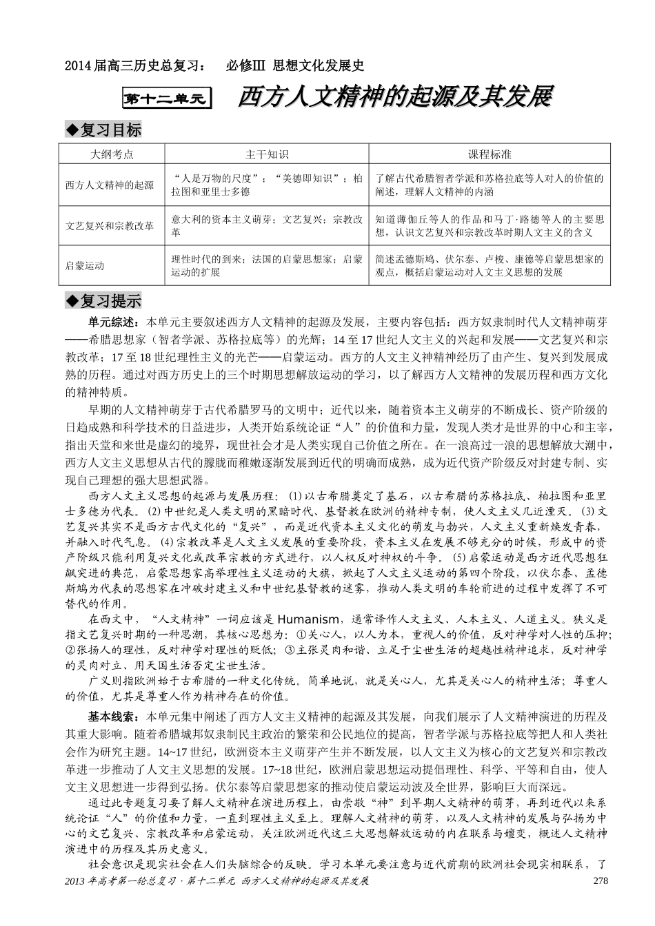 西方人文精神的起源及其发展_第1页