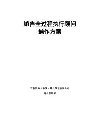 房地产项目销售全过程执行顾问操作方案
