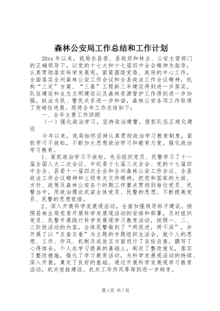 森林公安局工作总结和工作计划