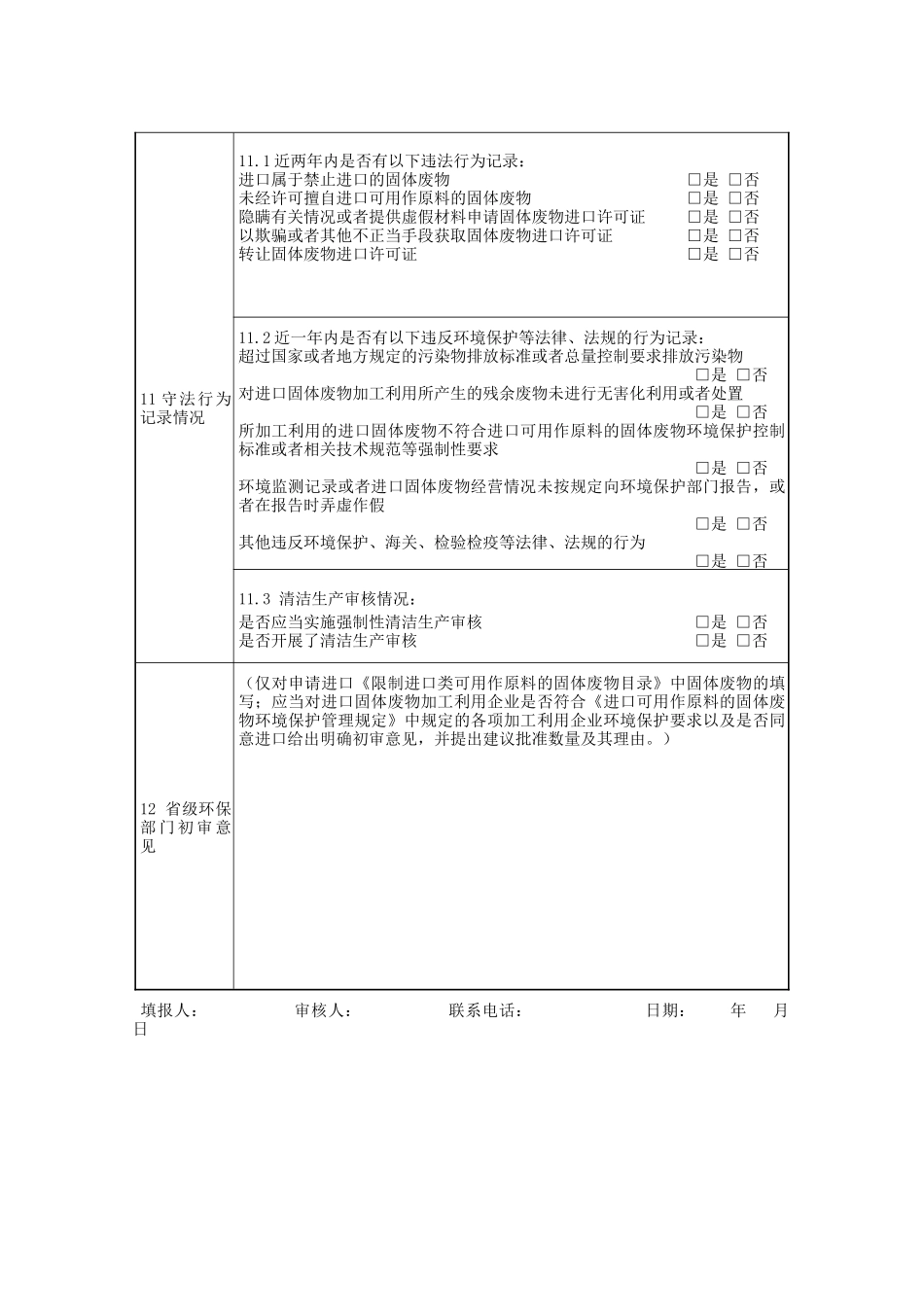 申请进口限制进口类可用作原料的固体废物的监督管理情况及初审意见_第2页