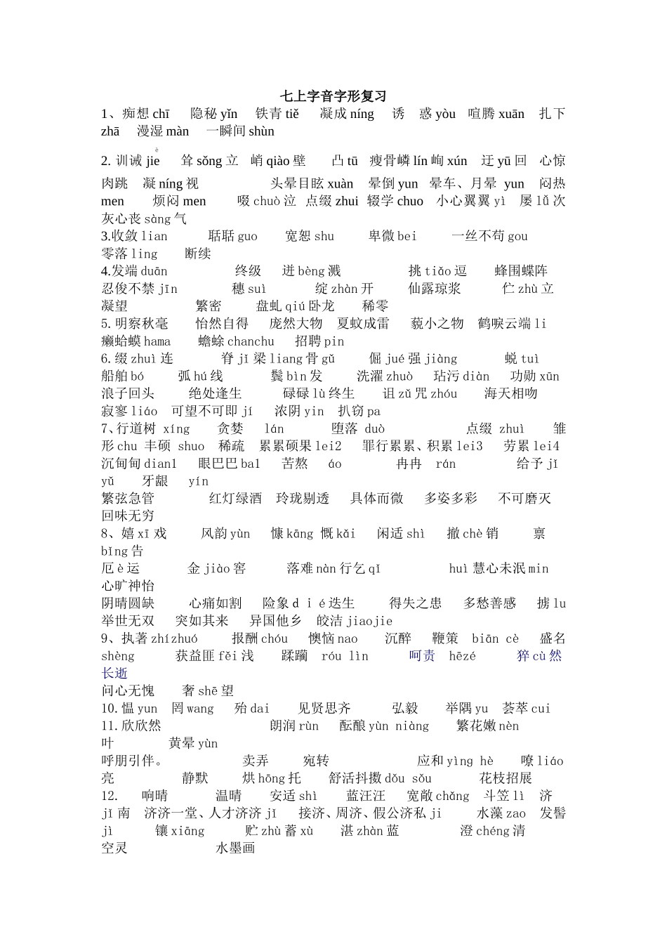 七上字音字形复习_第1页