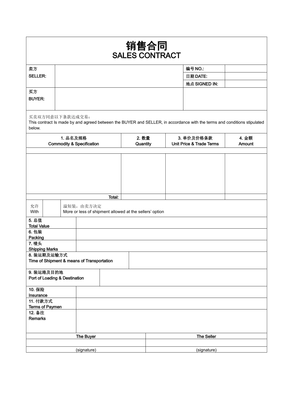 进出口单证范本_第1页