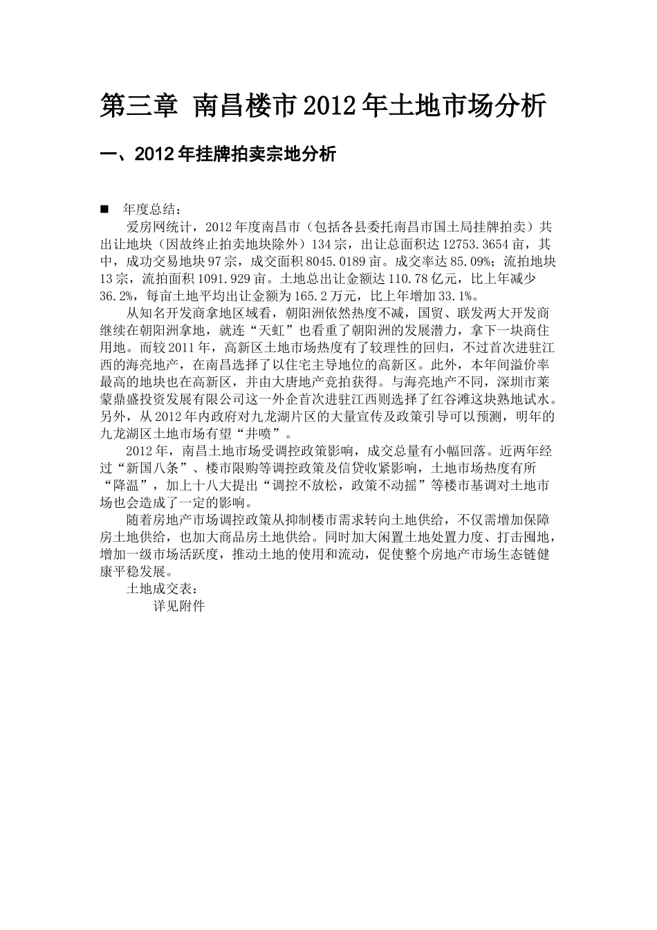 南昌楼市土地市场分析报告_第1页