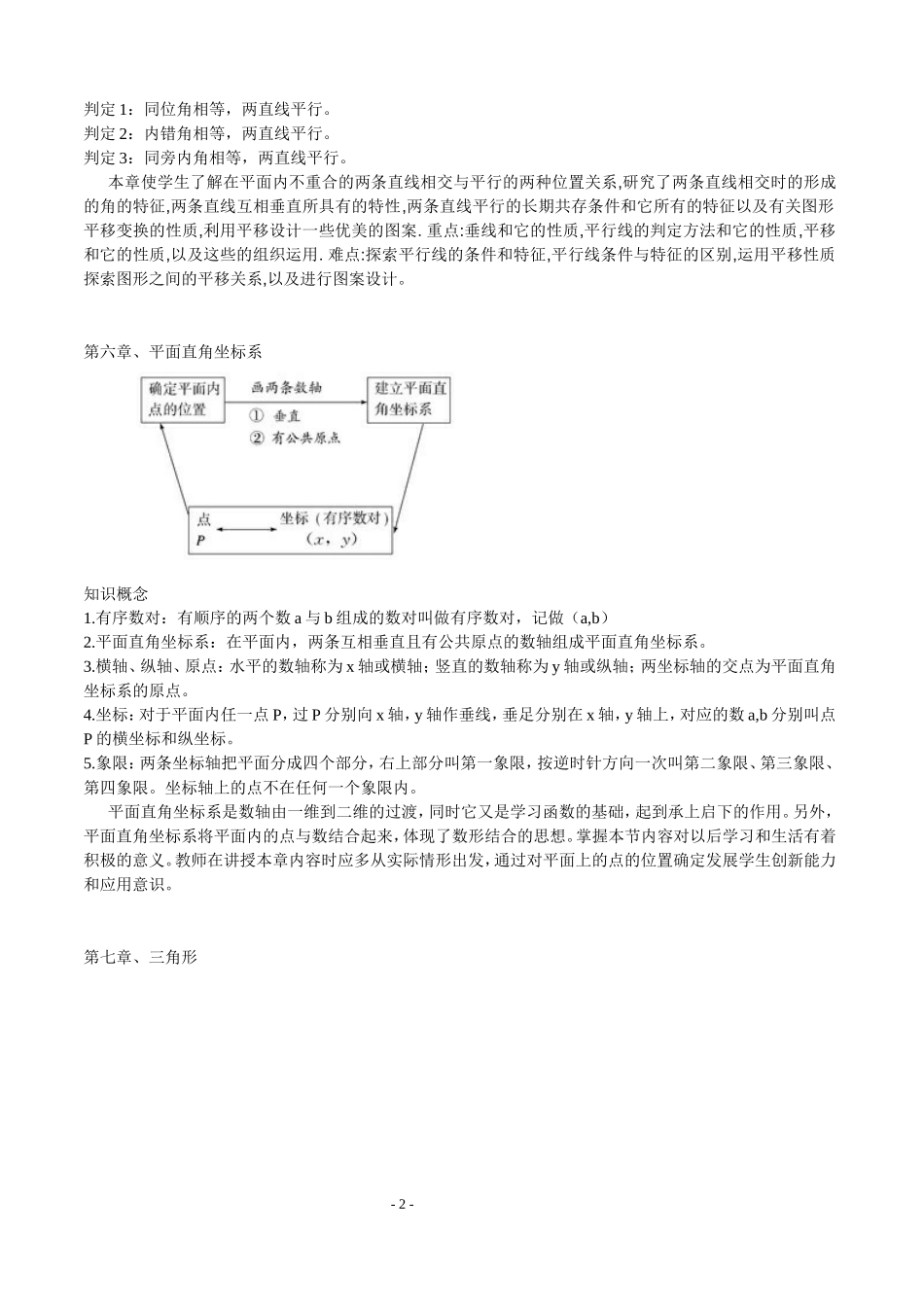 初中数学各章节知识点总结(人教版)七下_第2页
