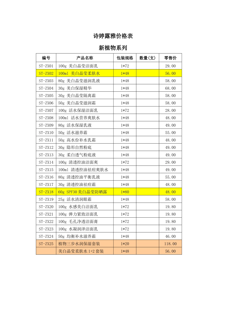 诗婷露雅价格表_第2页