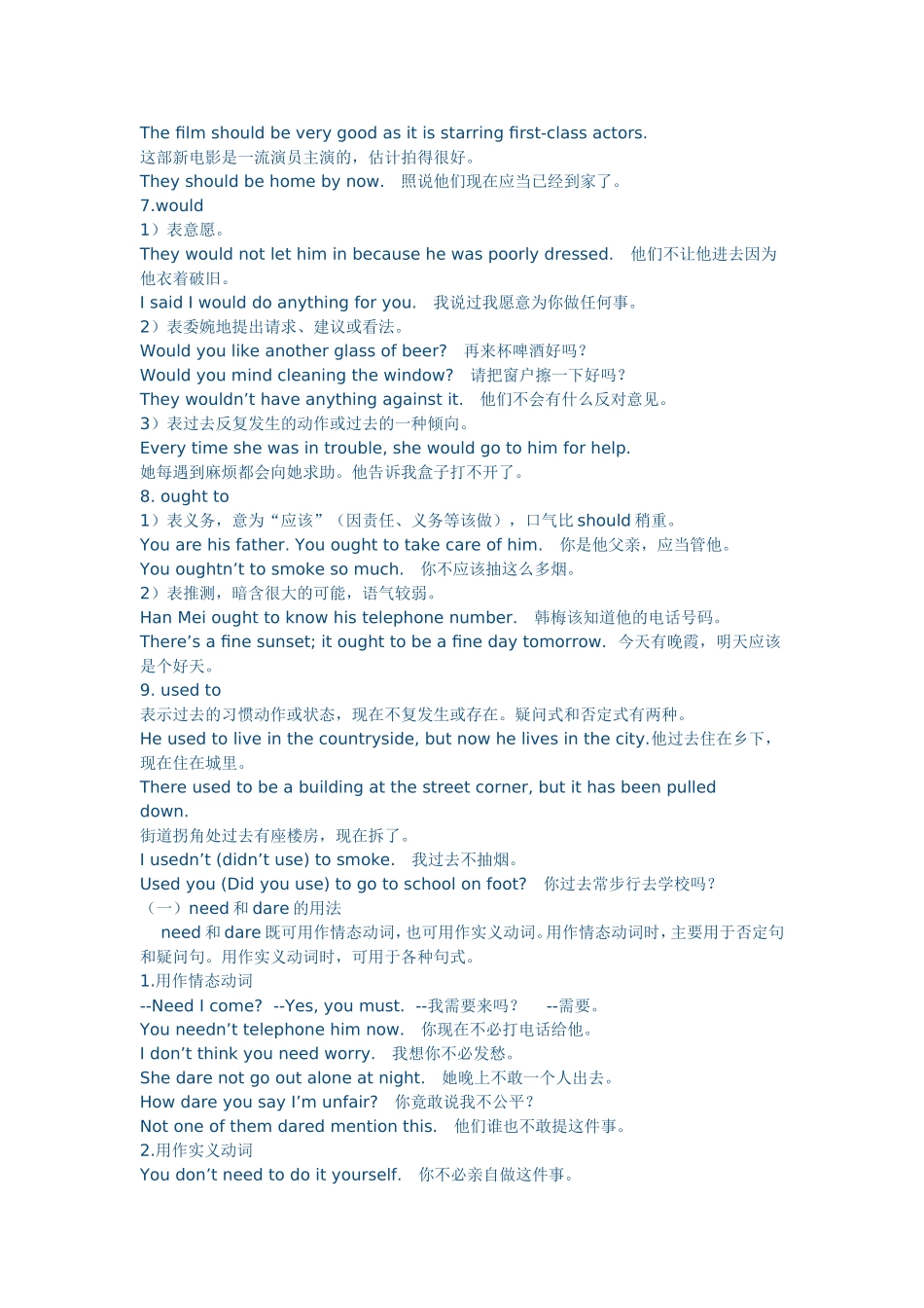 初中英语代词情态动词总结及练习题_第3页