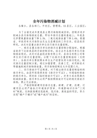 全年污染物消减计划