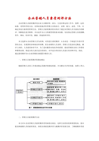 企业营销人员素质测评方法与结论