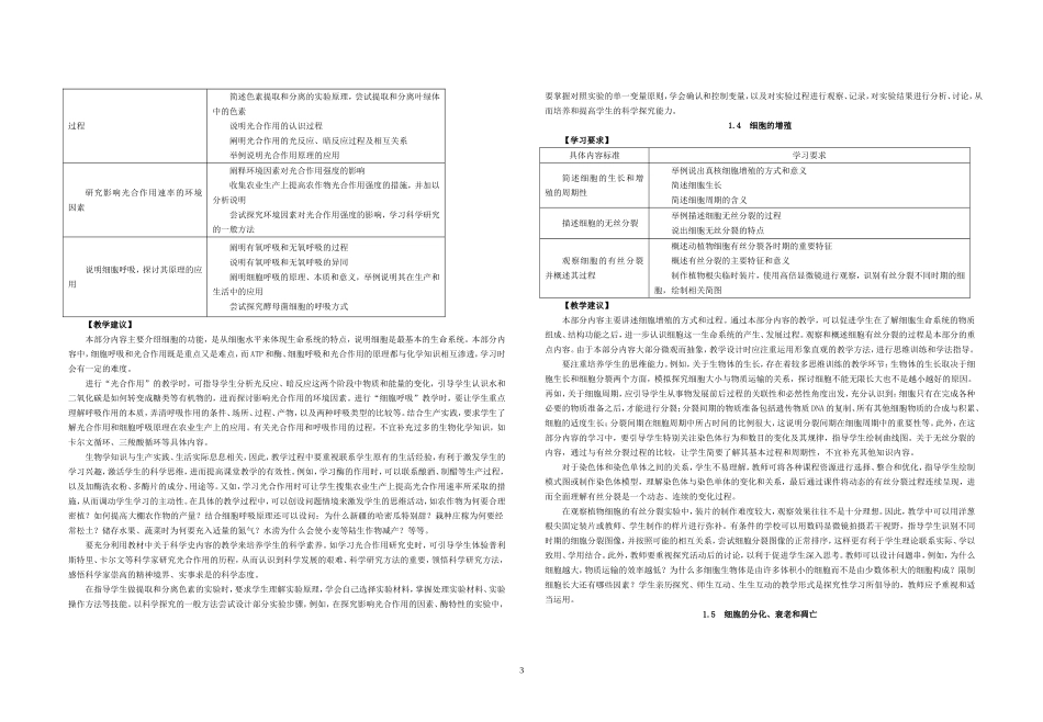 江苏省普通高中生物课程标准教学要求（修订稿）_第3页