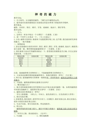 神奇的磁力教案