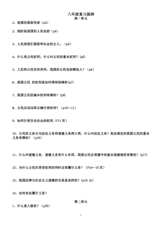 八年级复习提纲题