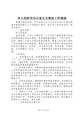市人民防空办公室五五普法工作规划