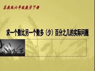 （苏教版）六年级数学下册课件求一个数比另一个数多（少）百分之几的实际问题