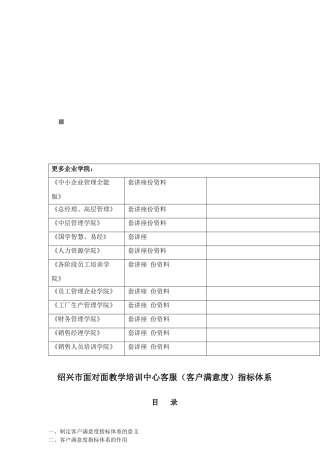 客户满意度指标体系的释义与作用