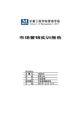 营销实训报告模板