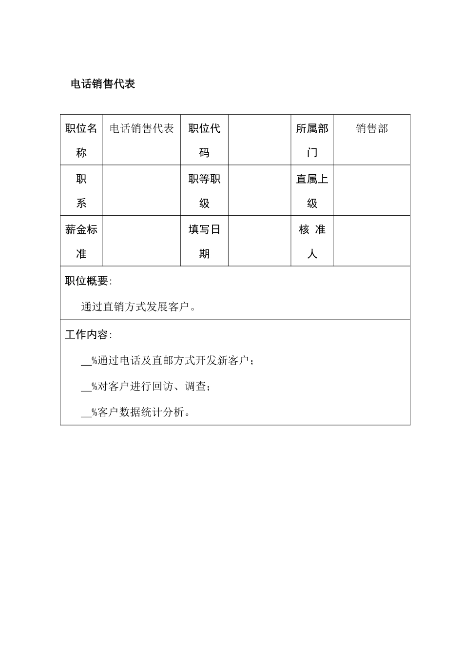 职位说明书-电话销售代表_第1页