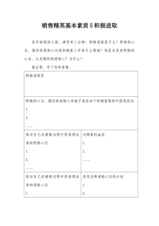 销售精英基本素质5积极进取