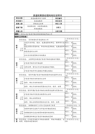 渠道拓展部经理岗岗位说明书