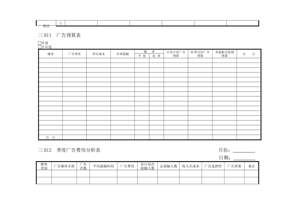 企业管理表格 营销管理B横表格_第3页