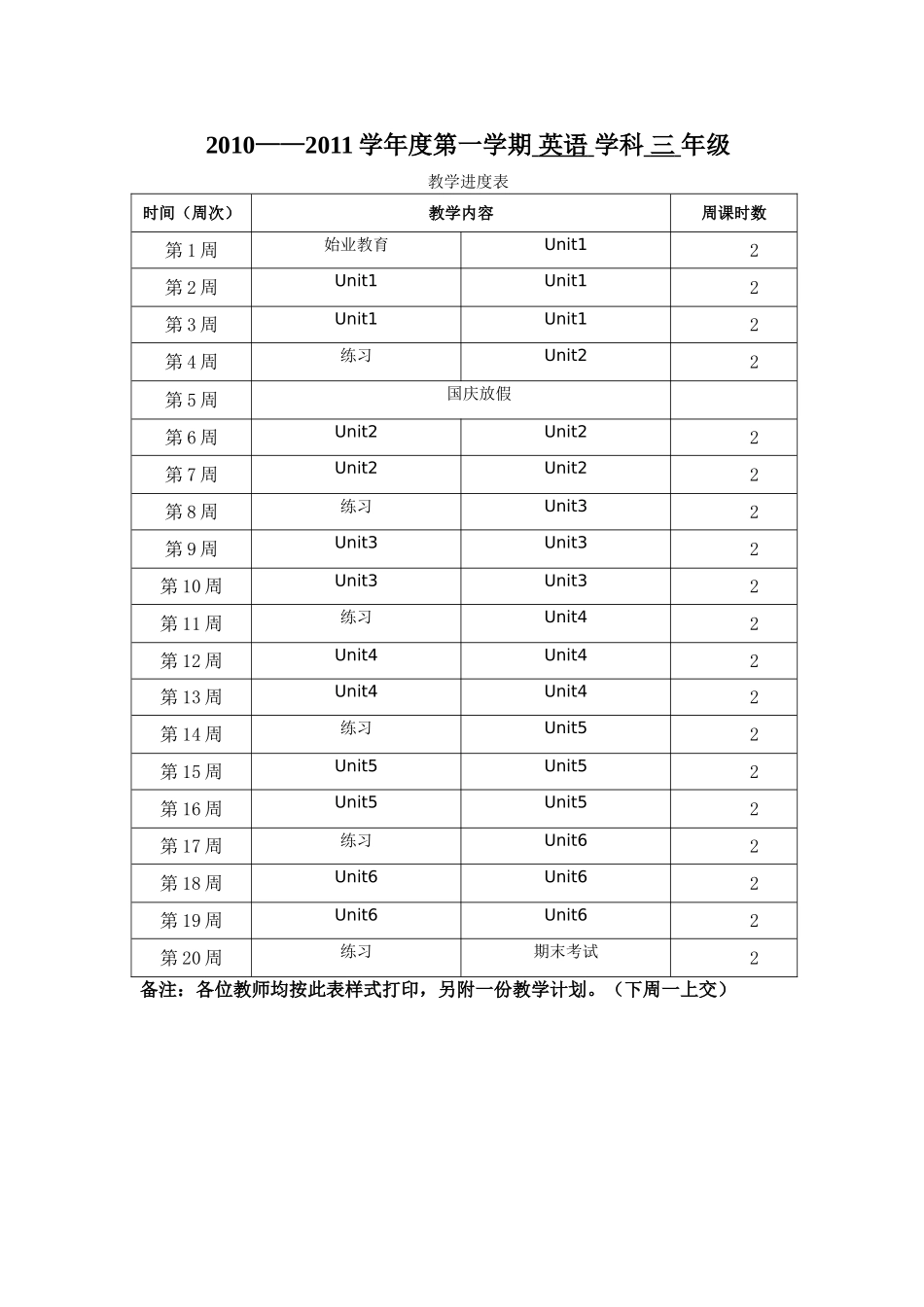 英语教学进度_第1页