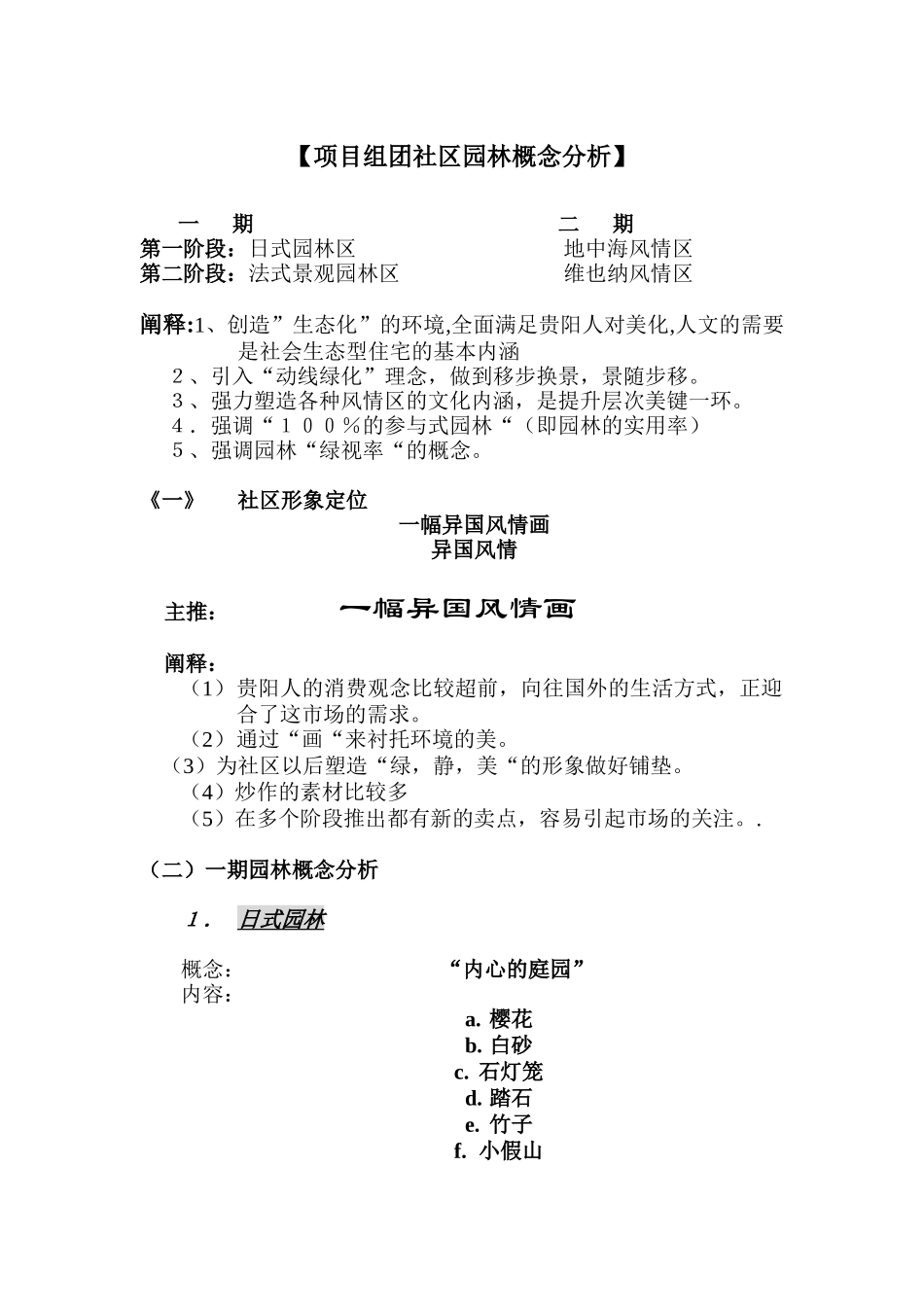 项目组团社区园林营销策划分析报告_第1页