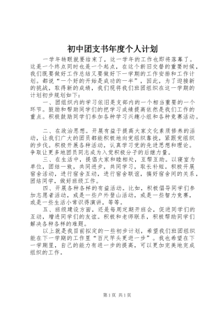 初中团支书年度个人计划