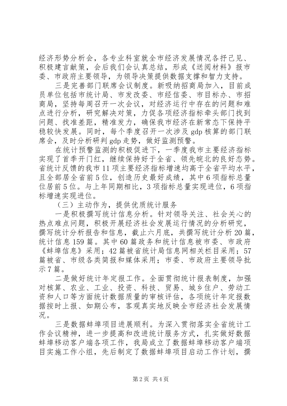 市统计局XX年上半年工作总结及下半年工作计划_第2页