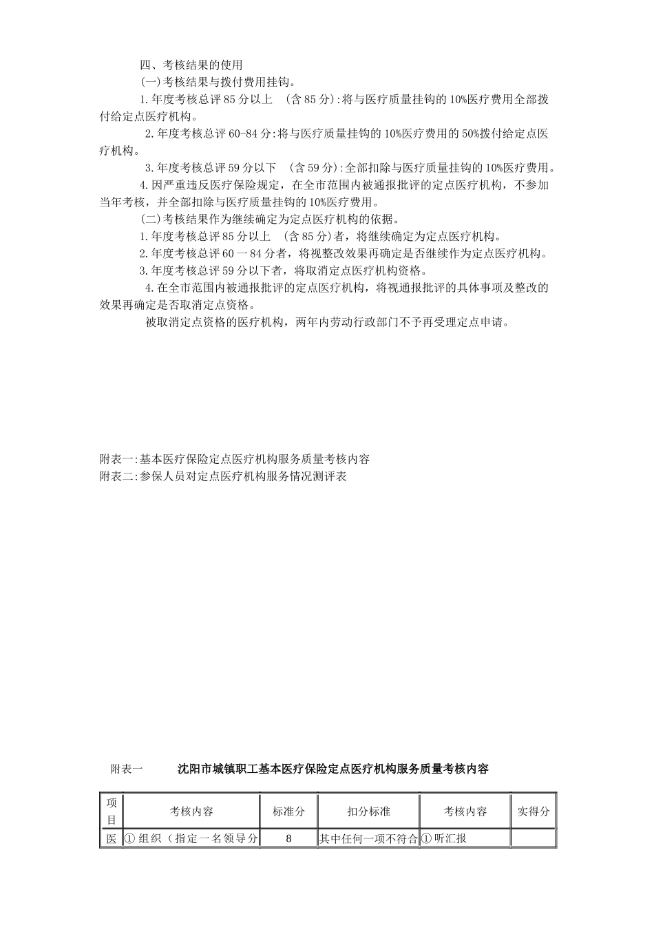 沈阳市城镇职工基本医疗保险定点医疗机构医疗服务质量考核办法_第2页