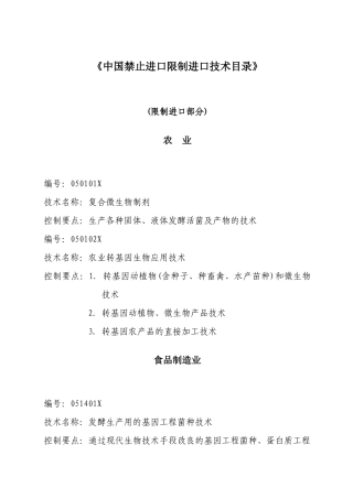 限制进口部分-有色金属冶炼及压延加工业