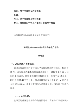 深圳中小户型项目营销推广报告