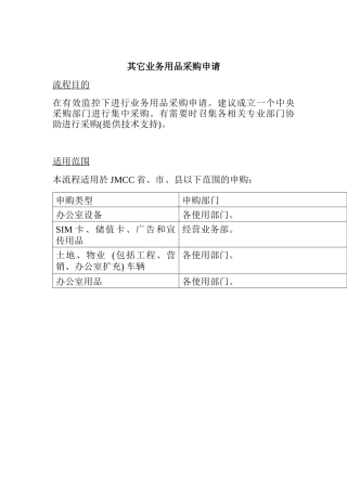 其它业务用品采购申请