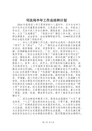 司法局半年工作总结和计划