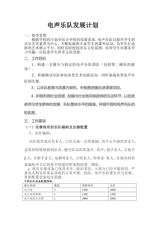 电声乐队发展计划
