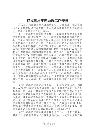 市民政局年度民政工作安排