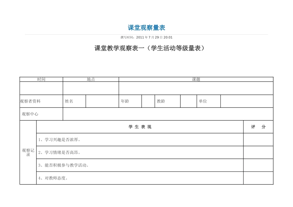 课堂观察量表_第1页