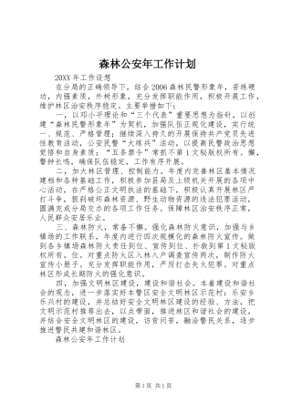 森林公安年工作计划