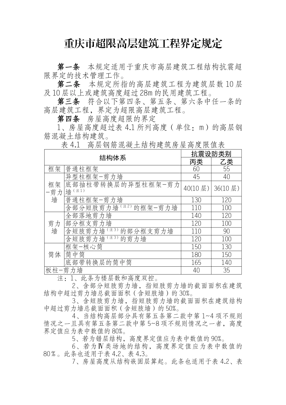 重庆市超限高层建筑工程界定规定_第1页