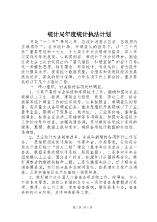 统计局年度统计执法计划