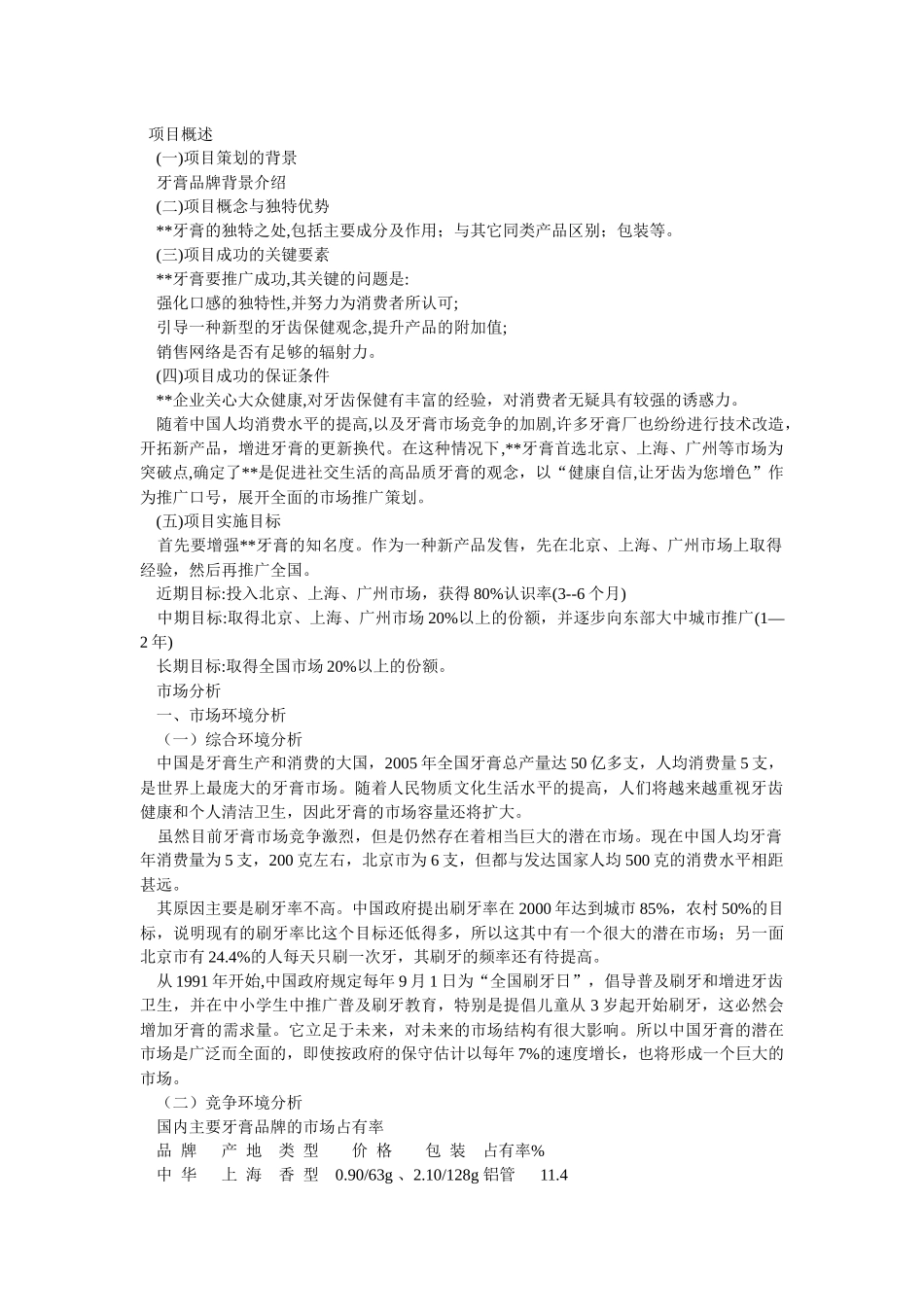 牙膏市场营销推广模板_第1页