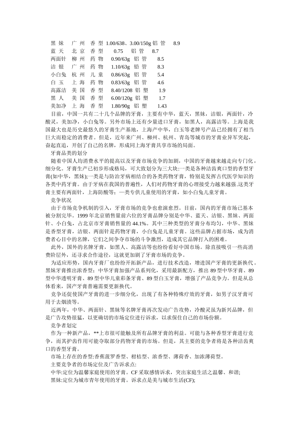 牙膏市场营销推广模板_第2页