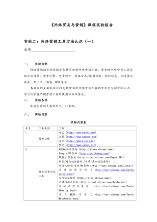 网络营销工具方法认识(一)