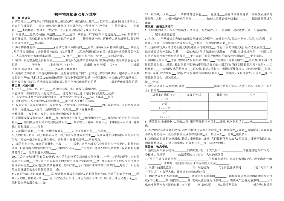 初中物理知识点总结填空_第1页