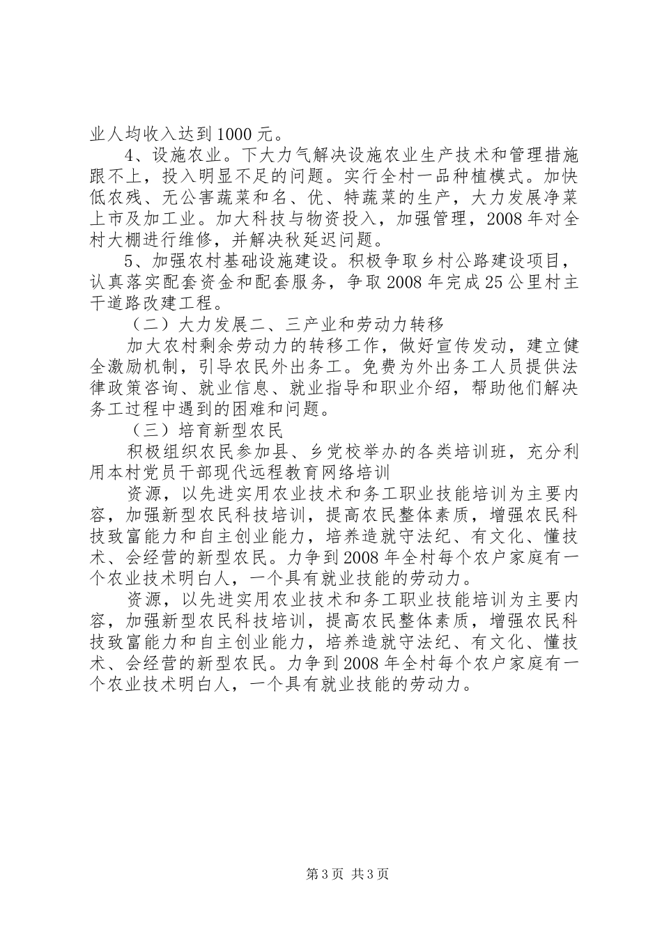 村产业发展长远规划方案_第3页