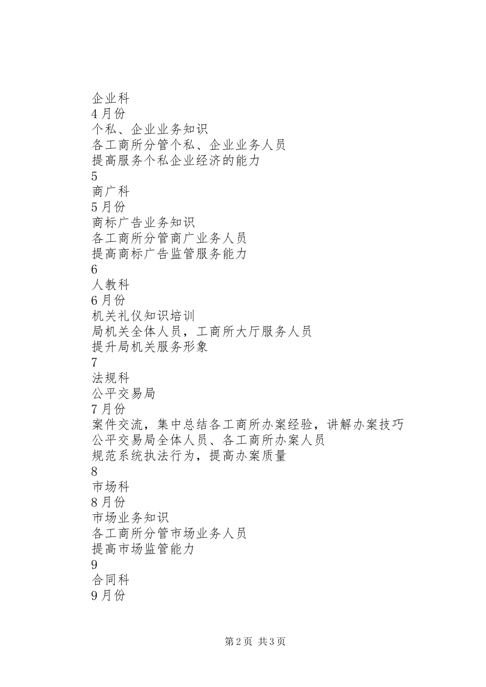 县工商局二0一0年素质教育培训计划安排表_第2页