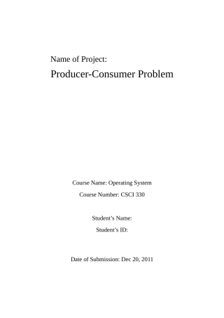 生产者消费者问题—操作系统课程设计—英文