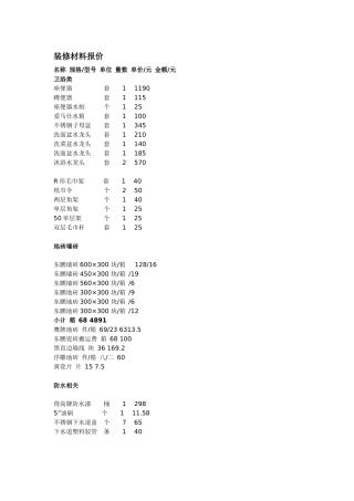 装修材料报价(按材料)